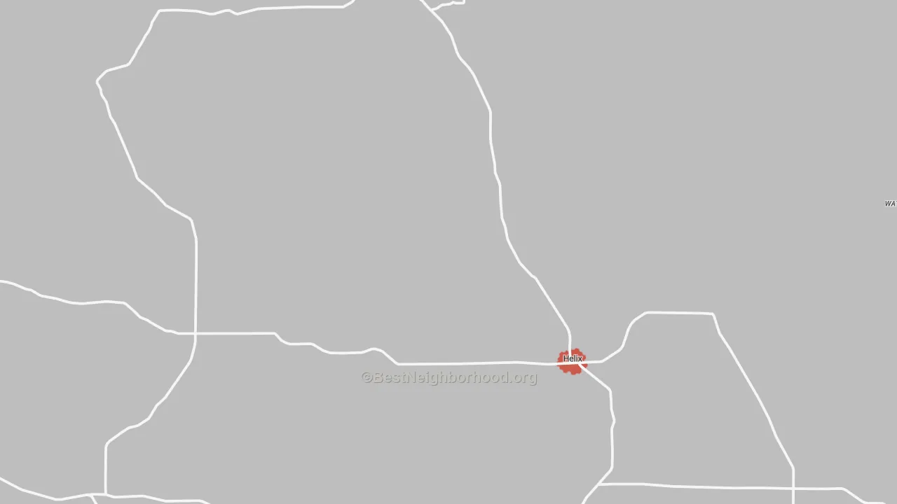 Walk Grade map of 97835, OR, walkable areas in green and car-dependent areas in red