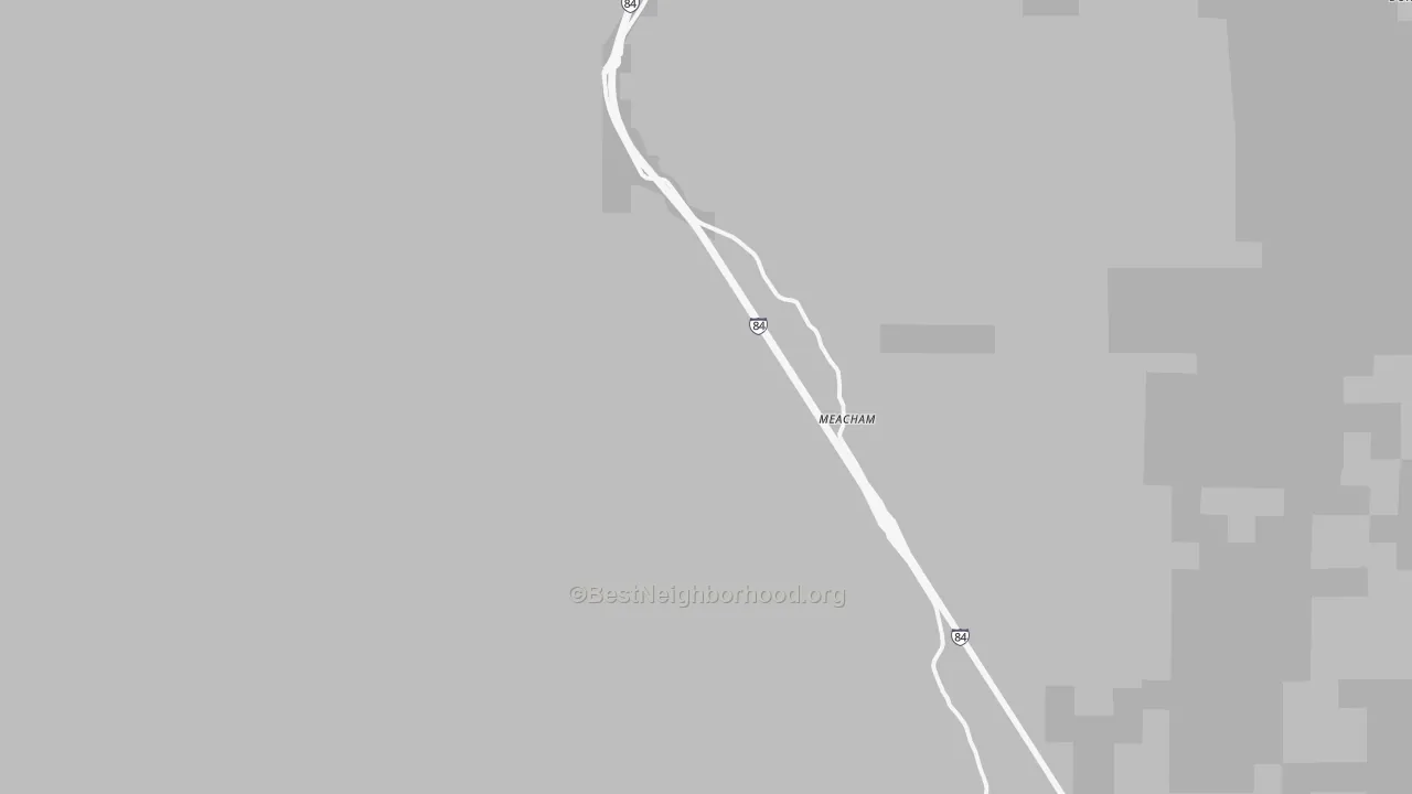 Walk Grade map of 97859, OR, walkable areas in green and car-dependent areas in red