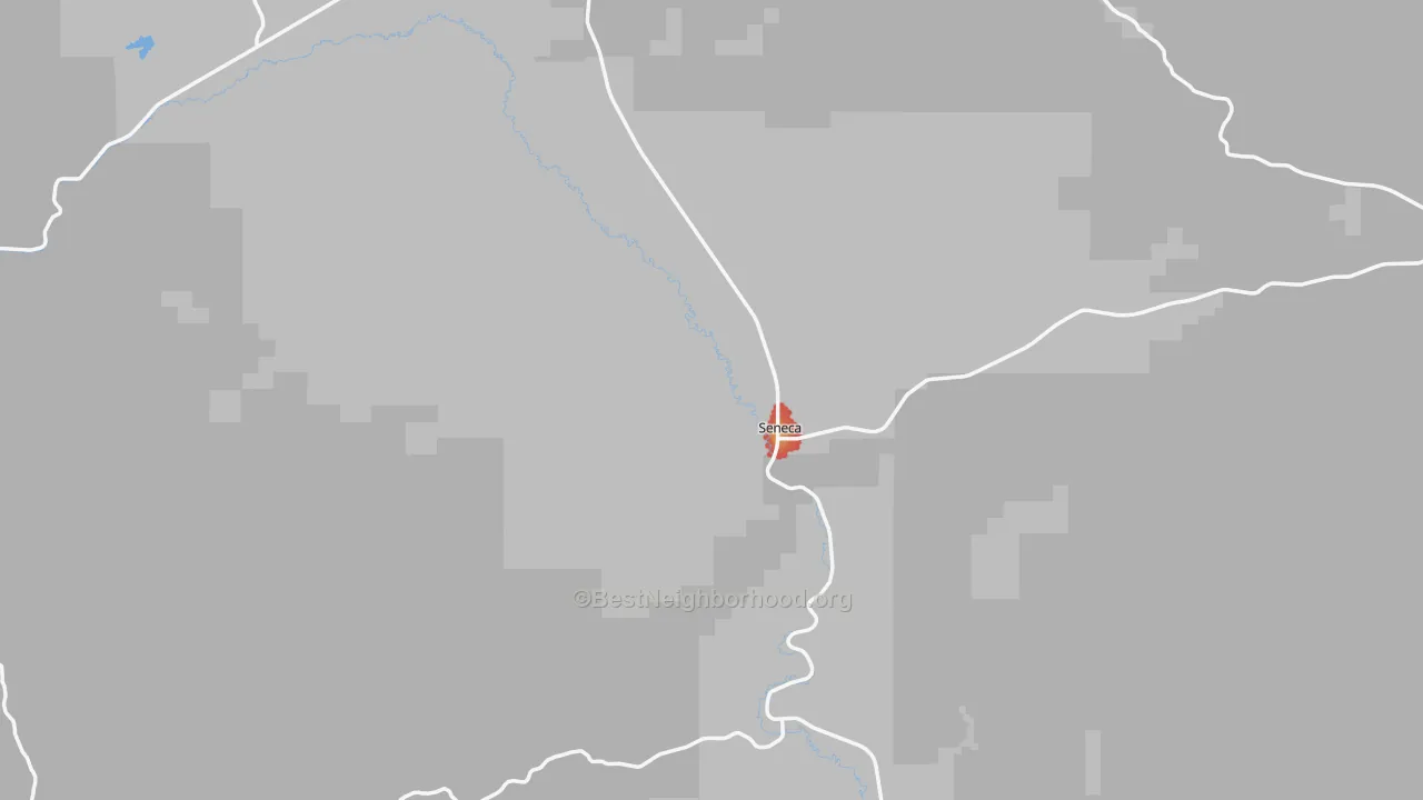 Walk Grade map of 97873, OR, walkable areas in green and car-dependent areas in red