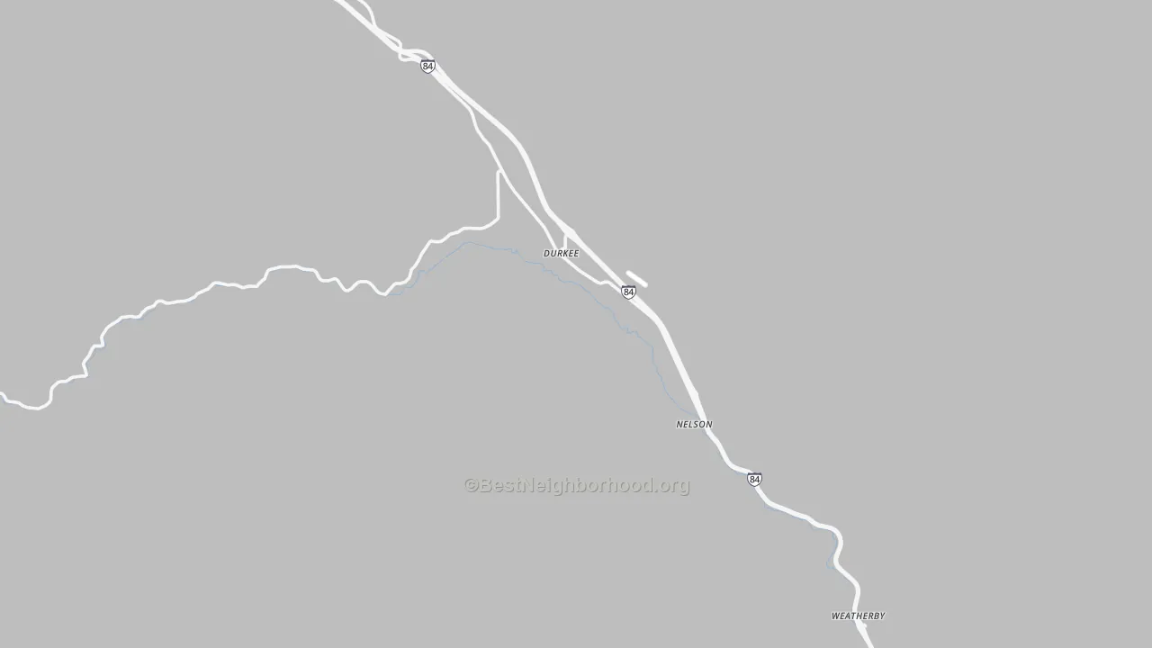 Walk Grade map of 97905, OR, walkable areas in green and car-dependent areas in red