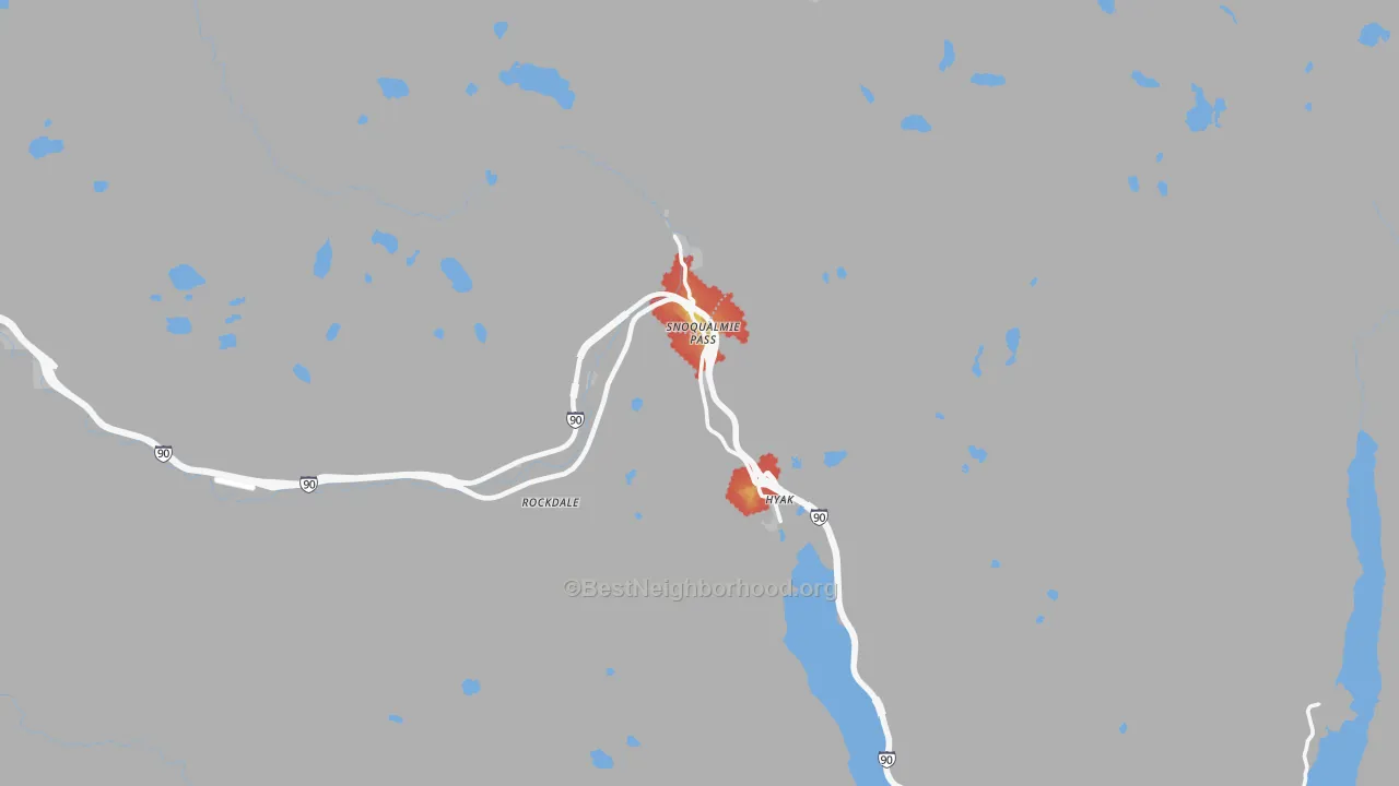 Walk Grade map of 98068, WA, walkable areas in green and car-dependent areas in red