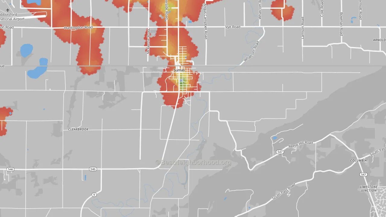 Walk Grade map of 98295, WA, walkable areas in green and car-dependent areas in red