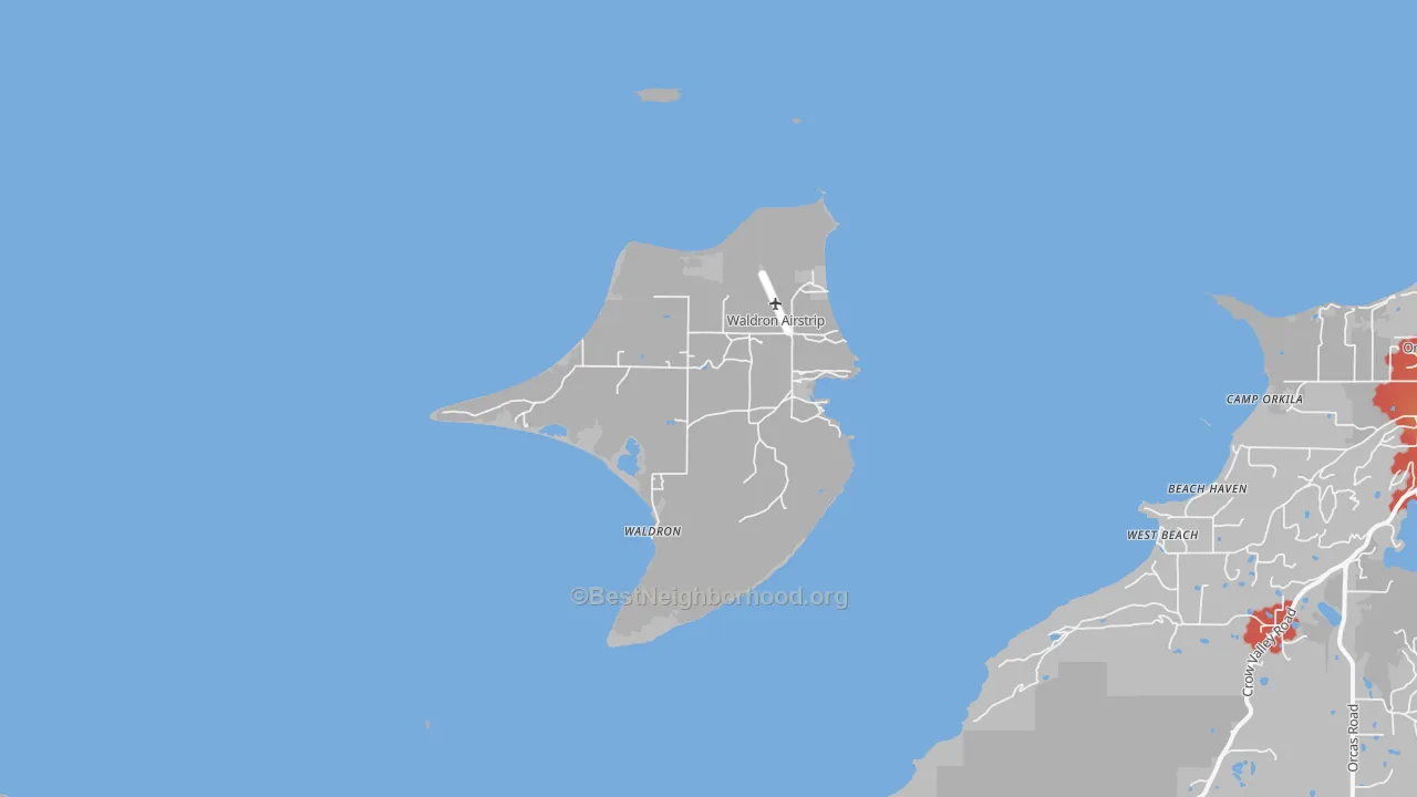 Walk Grade map of 98297, WA, walkable areas in green and car-dependent areas in red