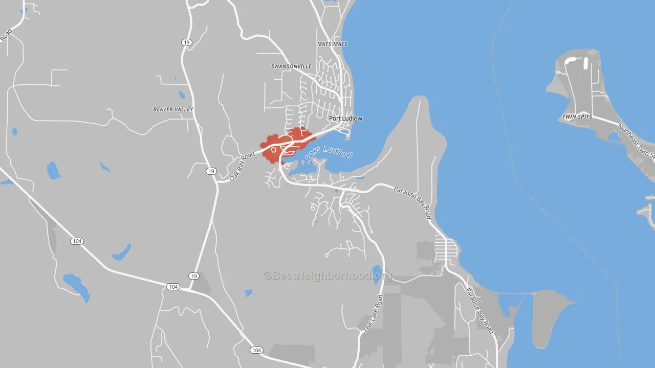 Walk Grade map of 98365, WA, walkable areas in green and car-dependent areas in red