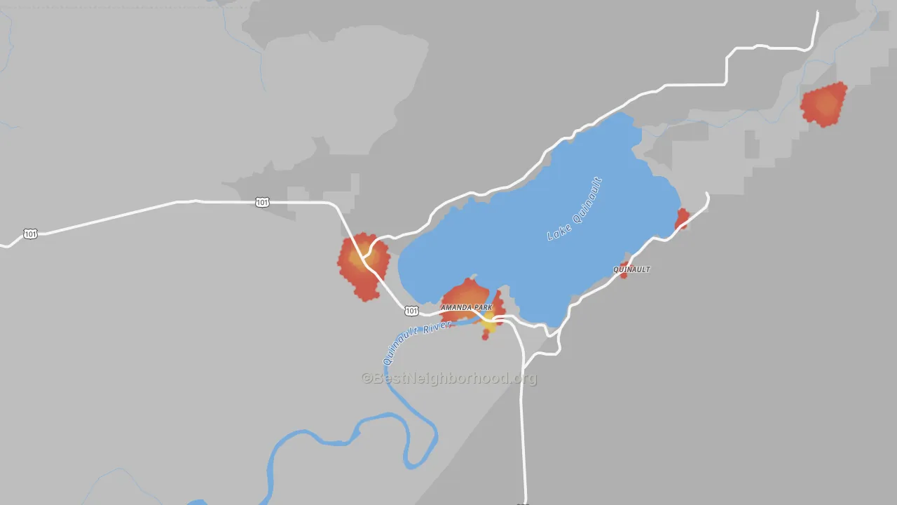 Walk Grade map of 98526, WA, walkable areas in green and car-dependent areas in red