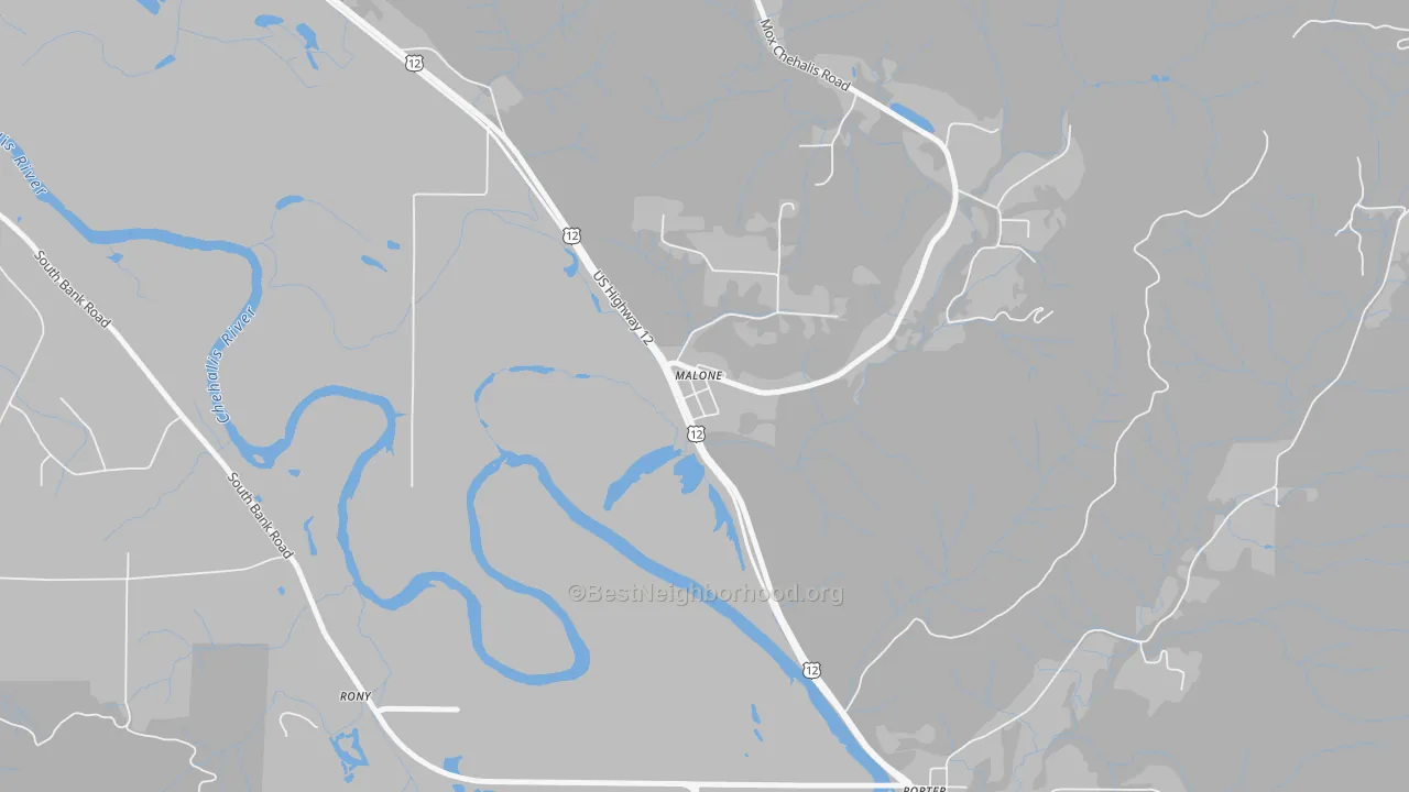 Walk Grade map of 98559, WA, walkable areas in green and car-dependent areas in red