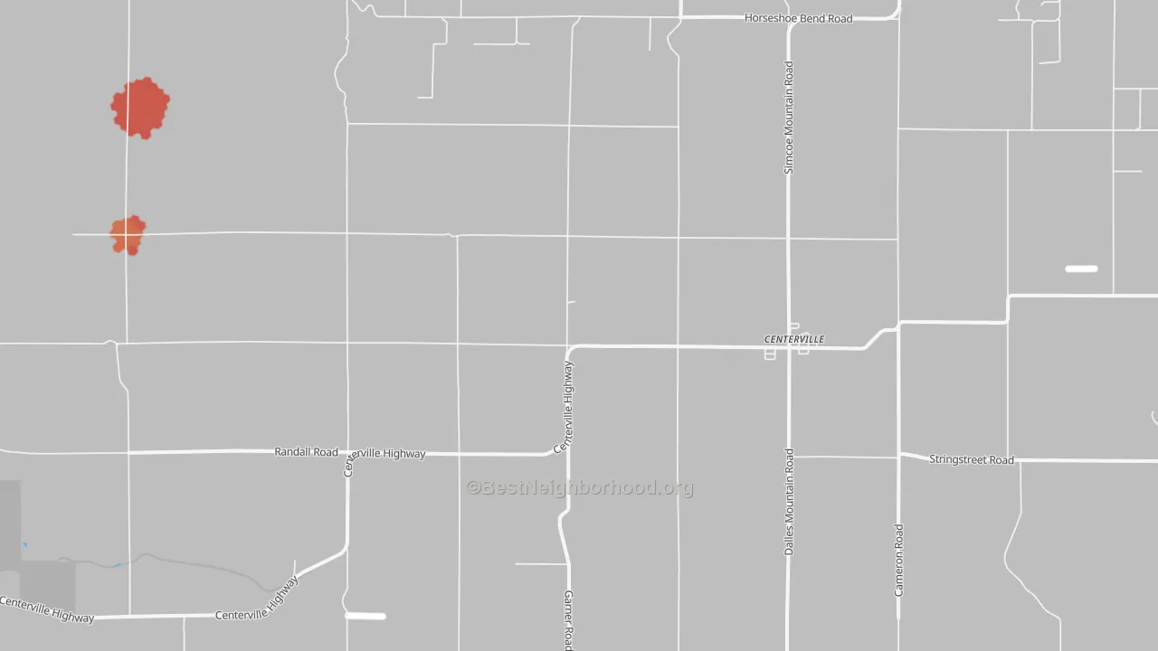 Walk Grade map of 98613, WA, walkable areas in green and car-dependent areas in red