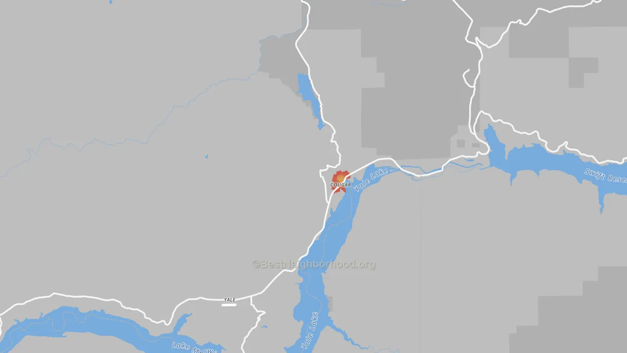 Walk Grade map of 98616, WA, walkable areas in green and car-dependent areas in red