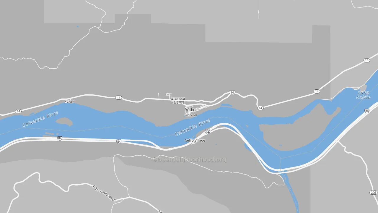 Walk Grade map of 98673, WA, walkable areas in green and car-dependent areas in red