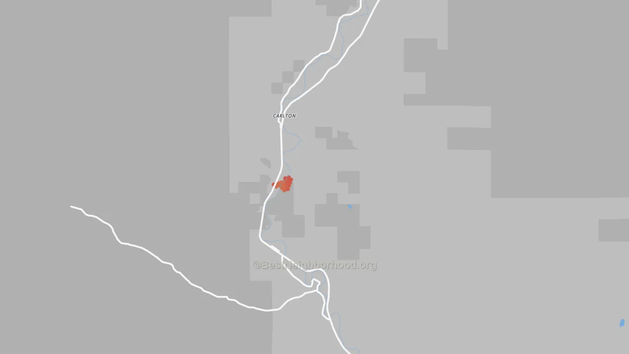 Walk Grade map of 98814, WA, walkable areas in green and car-dependent areas in red