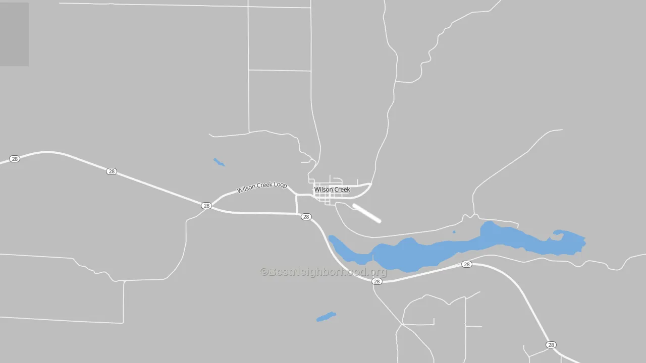 Walk Grade map of 98860, WA, walkable areas in green and car-dependent areas in red
