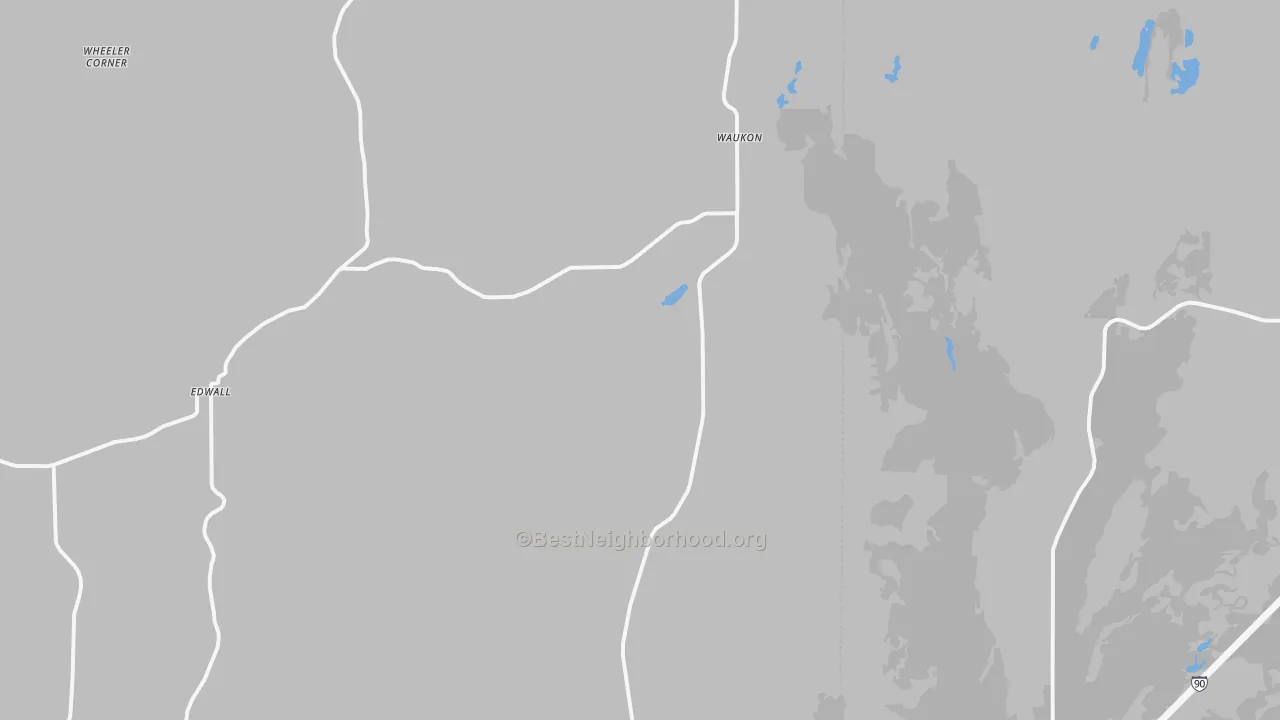 Walk Grade map of 99008, WA, walkable areas in green and car-dependent areas in red