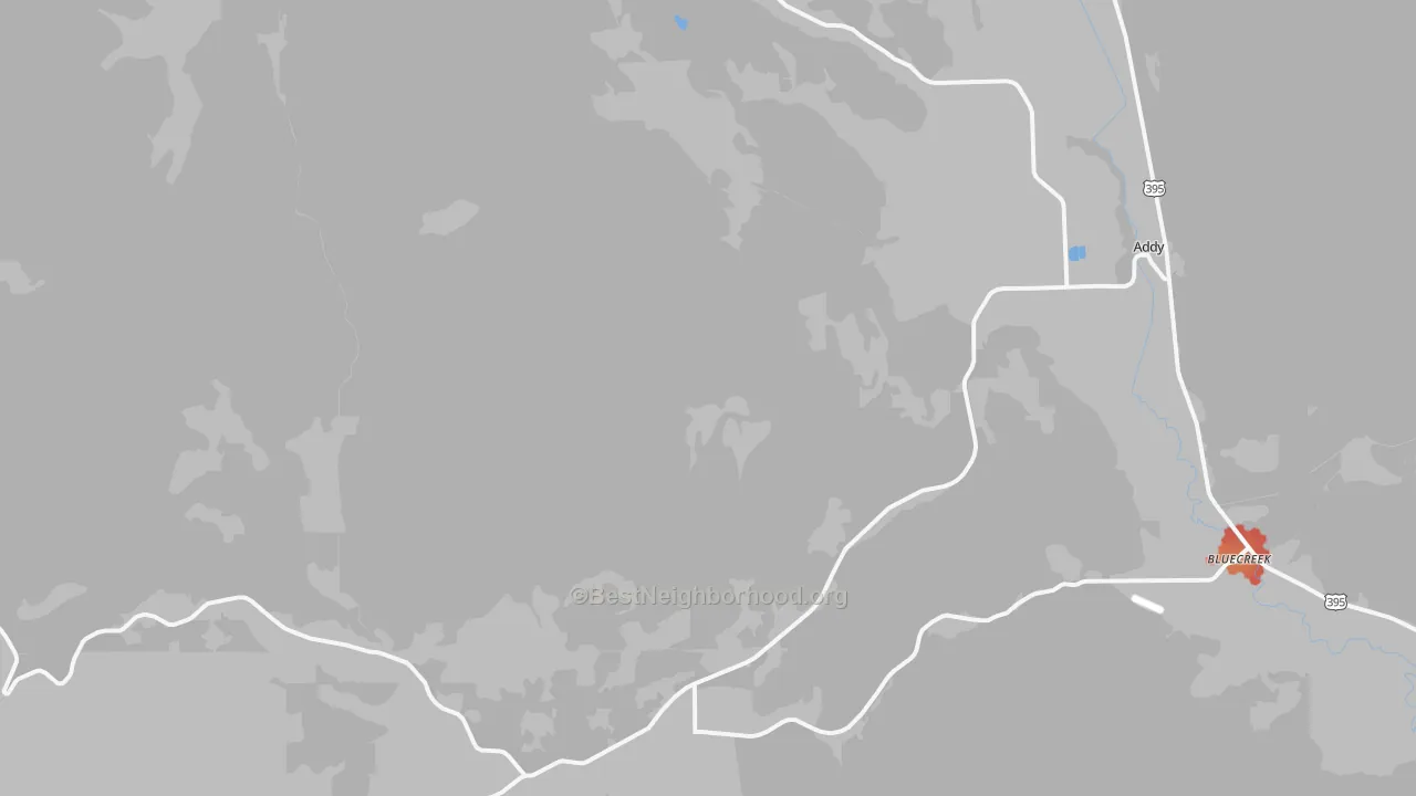 Walk Grade map of 99101, WA, walkable areas in green and car-dependent areas in red