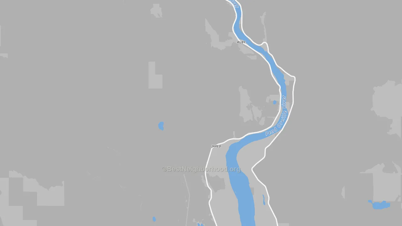 Walk Grade map of 99119, WA, walkable areas in green and car-dependent areas in red