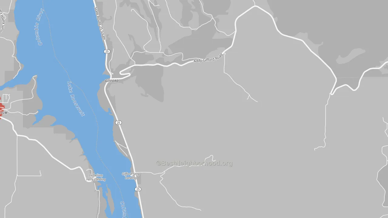 Walk Grade map of 99131, WA, walkable areas in green and car-dependent areas in red