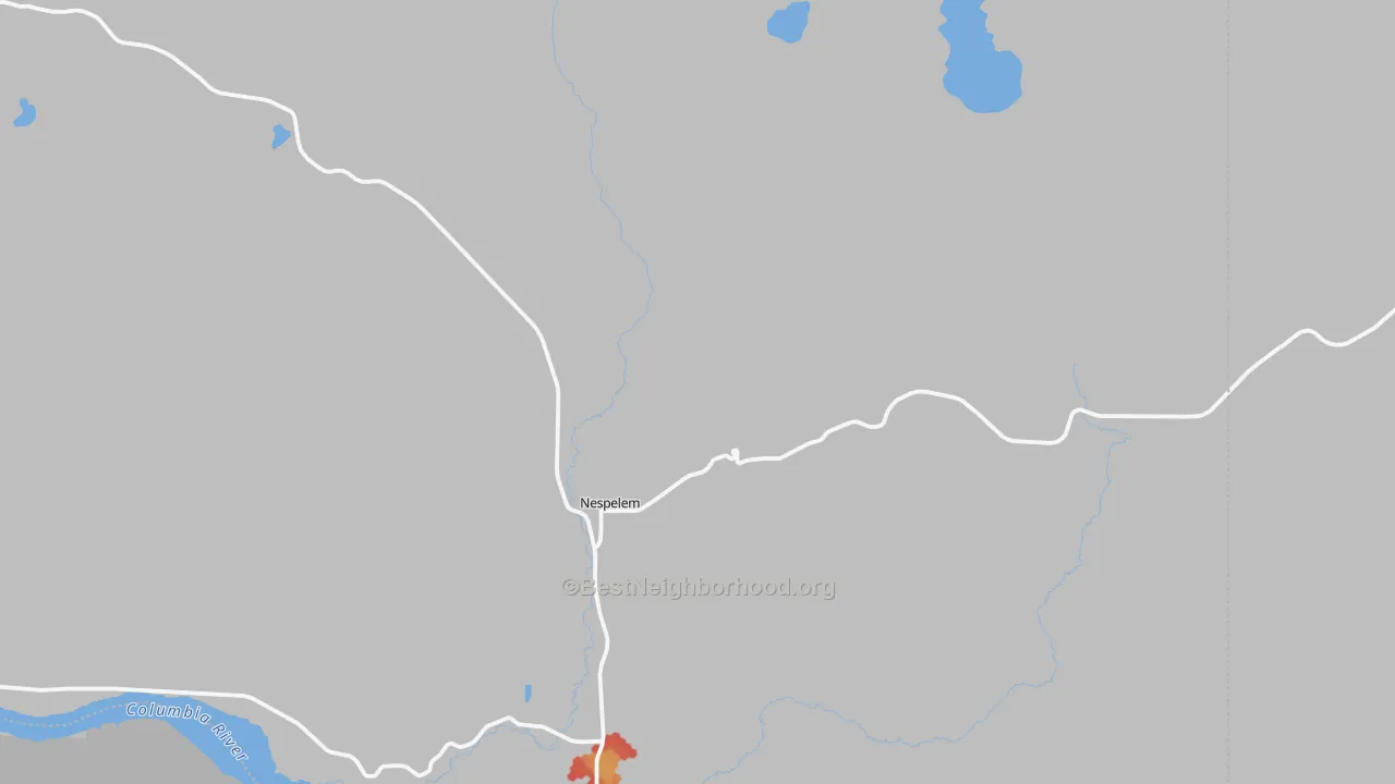 Walk Grade map of 99155, WA, walkable areas in green and car-dependent areas in red