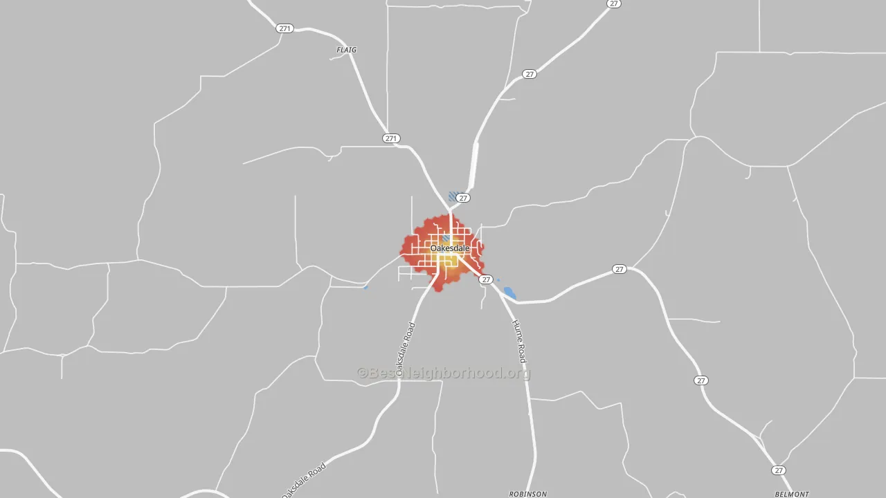 Walk Grade map of 99158, WA, walkable areas in green and car-dependent areas in red