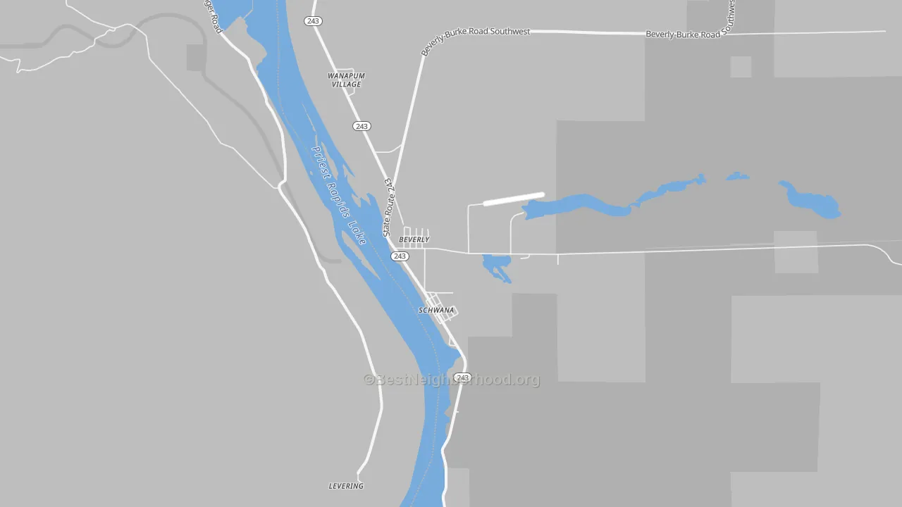 Walk Grade map of 99321, WA, walkable areas in green and car-dependent areas in red