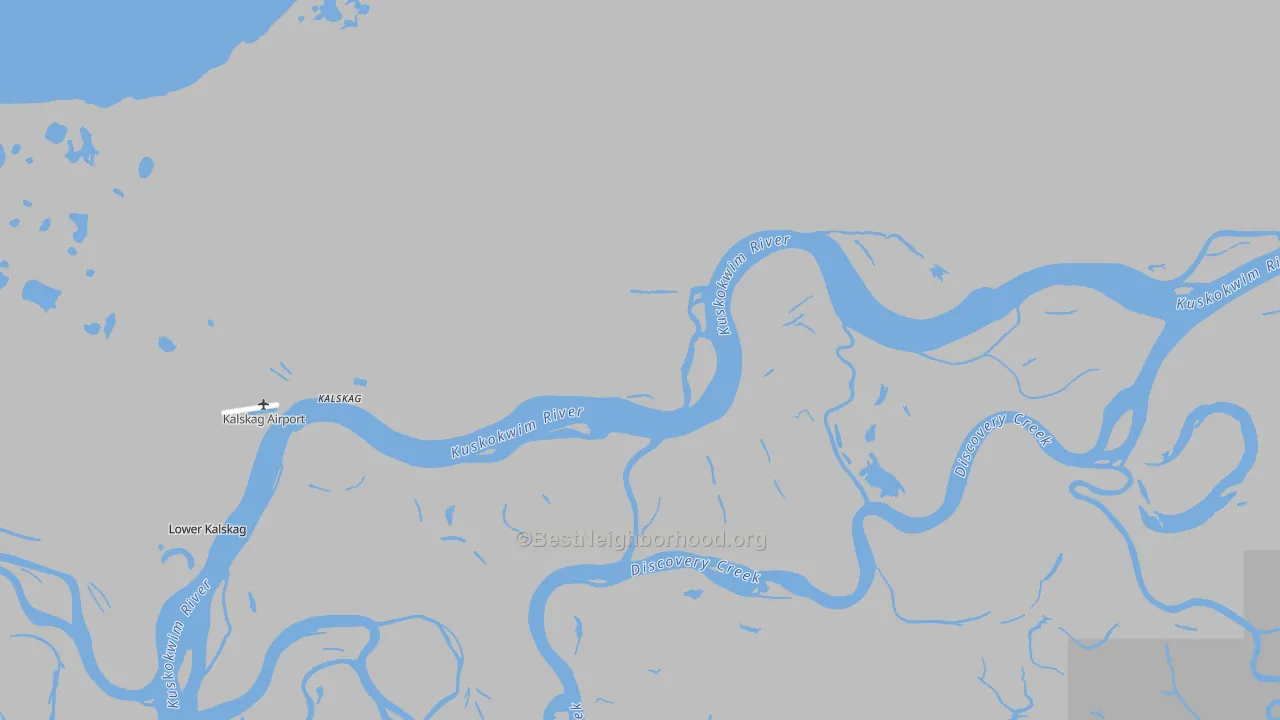 Walk Grade map of 99607, AK, walkable areas in green and car-dependent areas in red