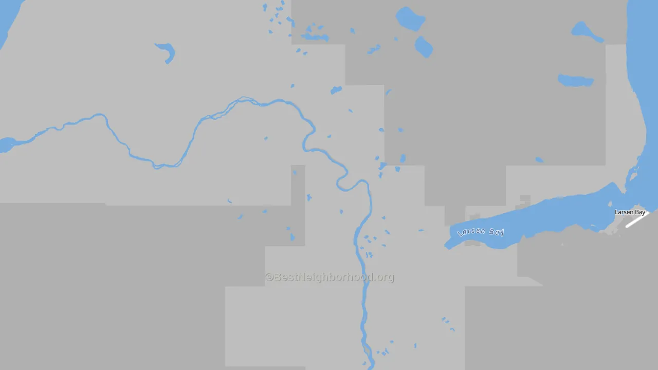 Walk Grade map of 99624, AK, walkable areas in green and car-dependent areas in red