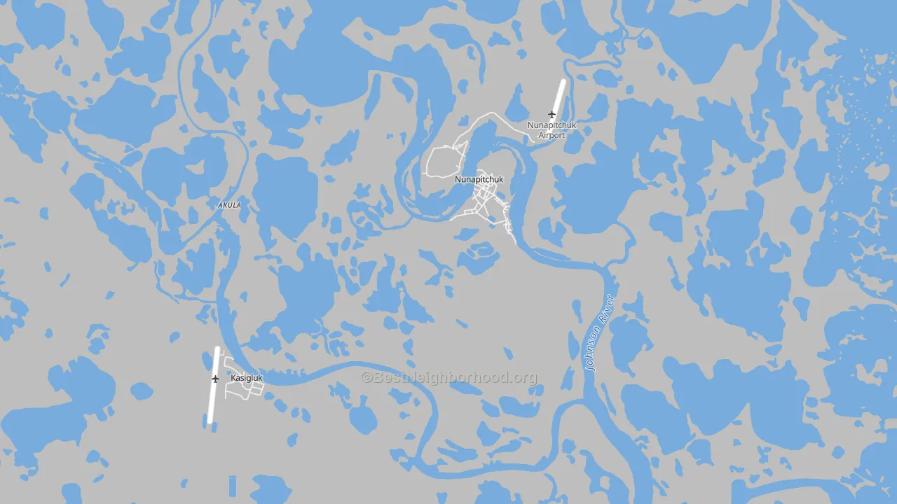 Walk Grade map of 99641, AK, walkable areas in green and car-dependent areas in red