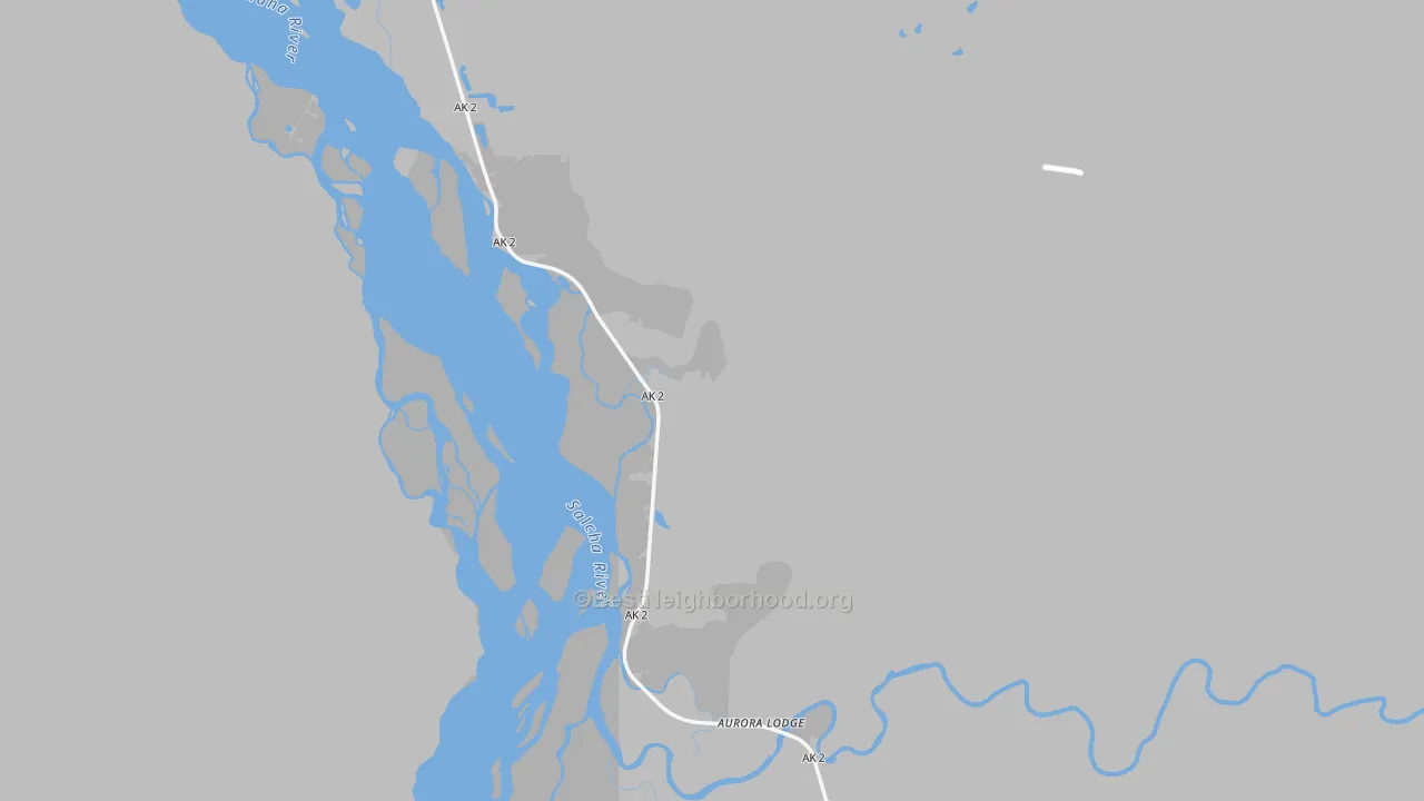 Walk Grade map of 99714, AK, walkable areas in green and car-dependent areas in red