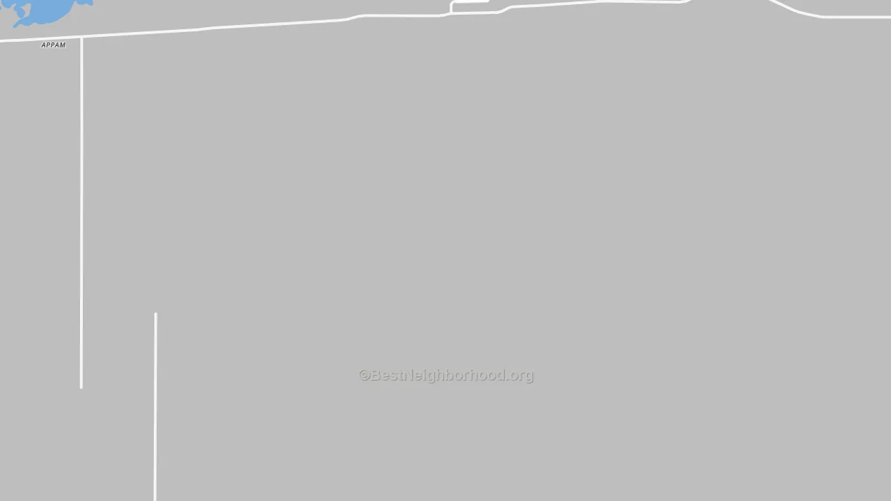 Walk Grade map of Alamo, ND, walkable areas in green and car-dependent areas in red