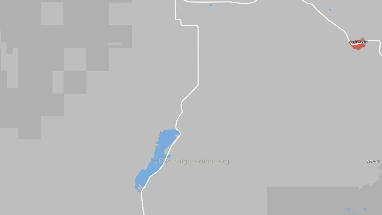 Walk Grade map of Alder, MT, walkable areas in green and car-dependent areas in red