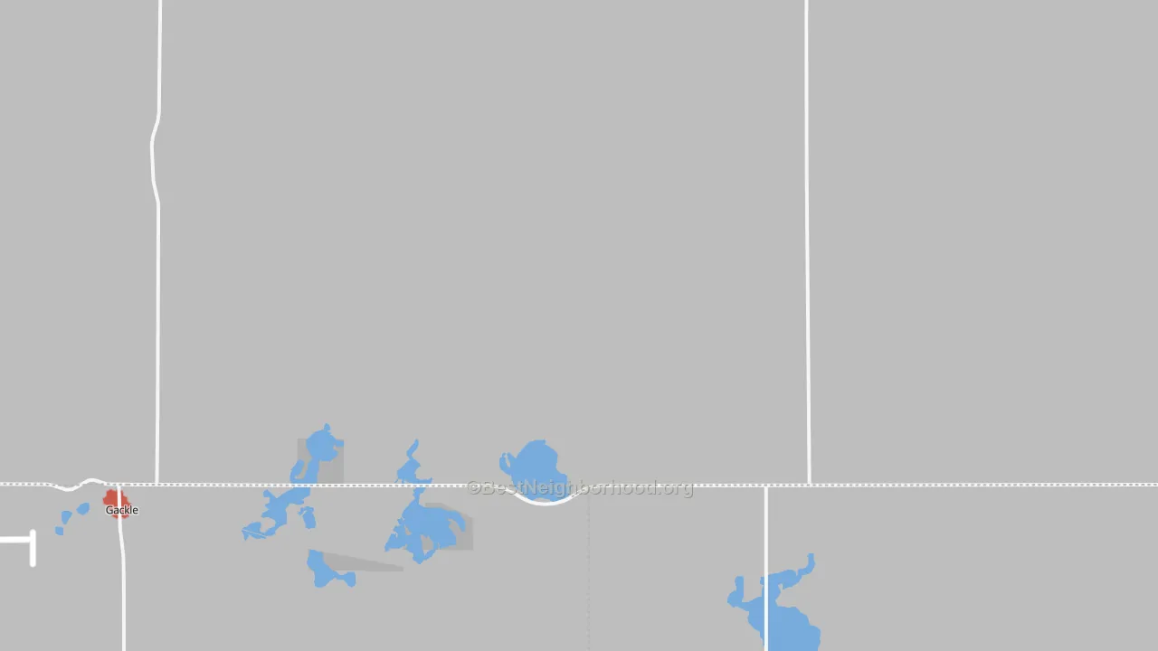 Walk Grade map of Alfred, ND, walkable areas in green and car-dependent areas in red