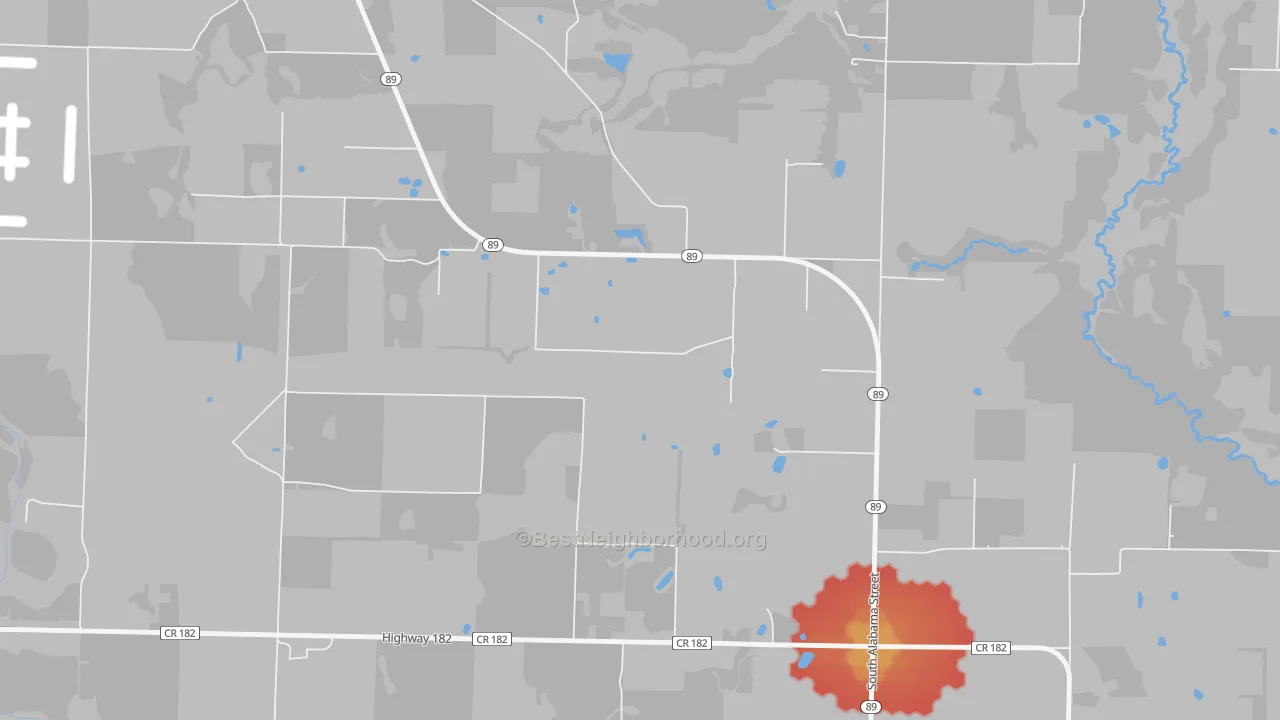 Walk Grade map of Allentown, FL, walkable areas in green and car-dependent areas in red