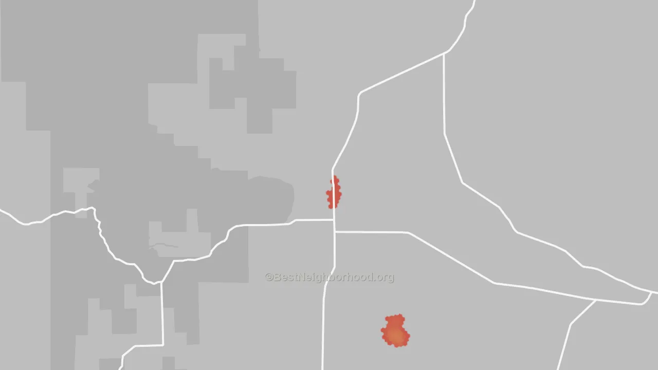 Walk Grade map of Almo, ID, walkable areas in green and car-dependent areas in red