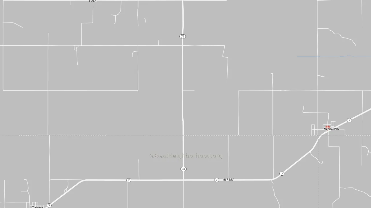 Walk Grade map of Alpers, OK, walkable areas in green and car-dependent areas in red