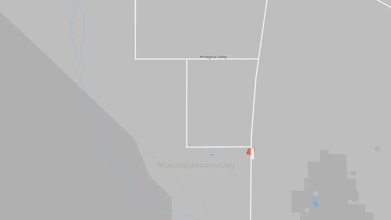 Walk Grade map of Amargosa Valley, NV, walkable areas in green and car-dependent areas in red