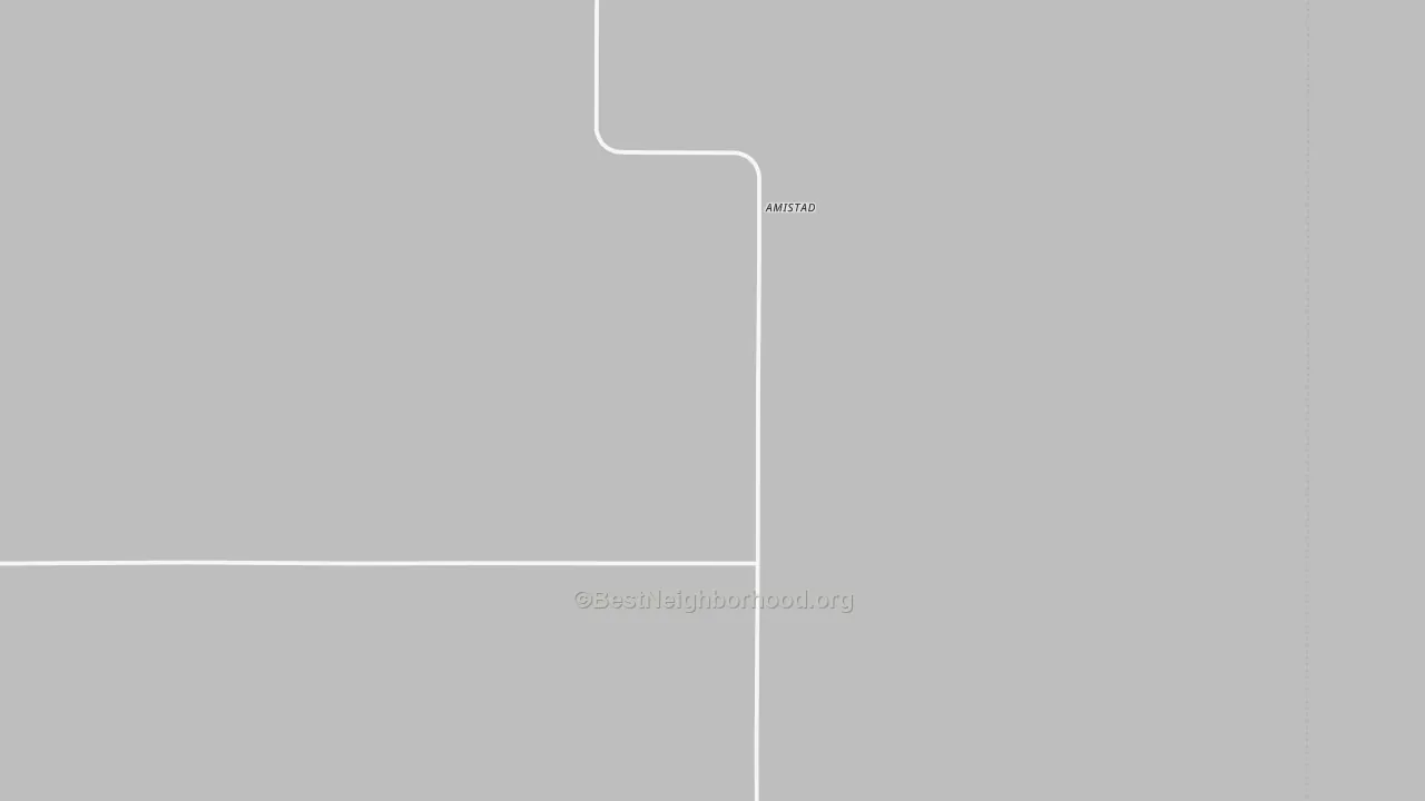 Walk Grade map of Amistad, NM, walkable areas in green and car-dependent areas in red