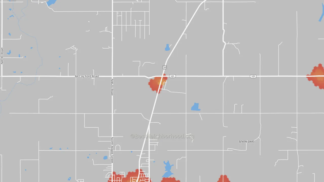 Walk Grade map of Aqua Park, OK, walkable areas in green and car-dependent areas in red