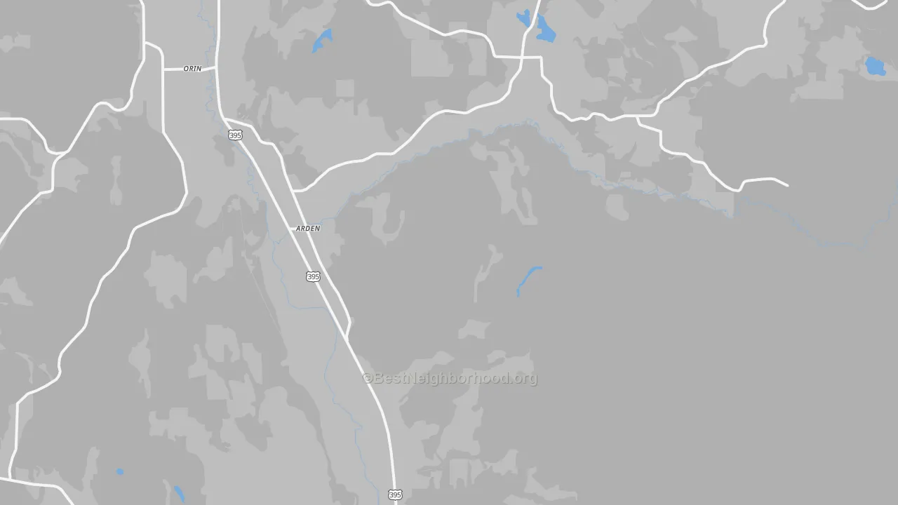Walk Grade map of Arden, WA, walkable areas in green and car-dependent areas in red
