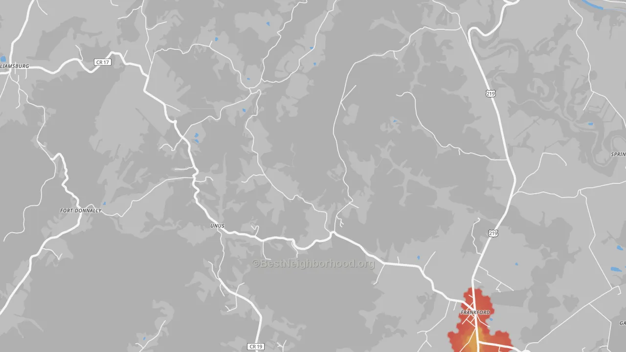 Walk Grade map of Auto, WV, walkable areas in green and car-dependent areas in red