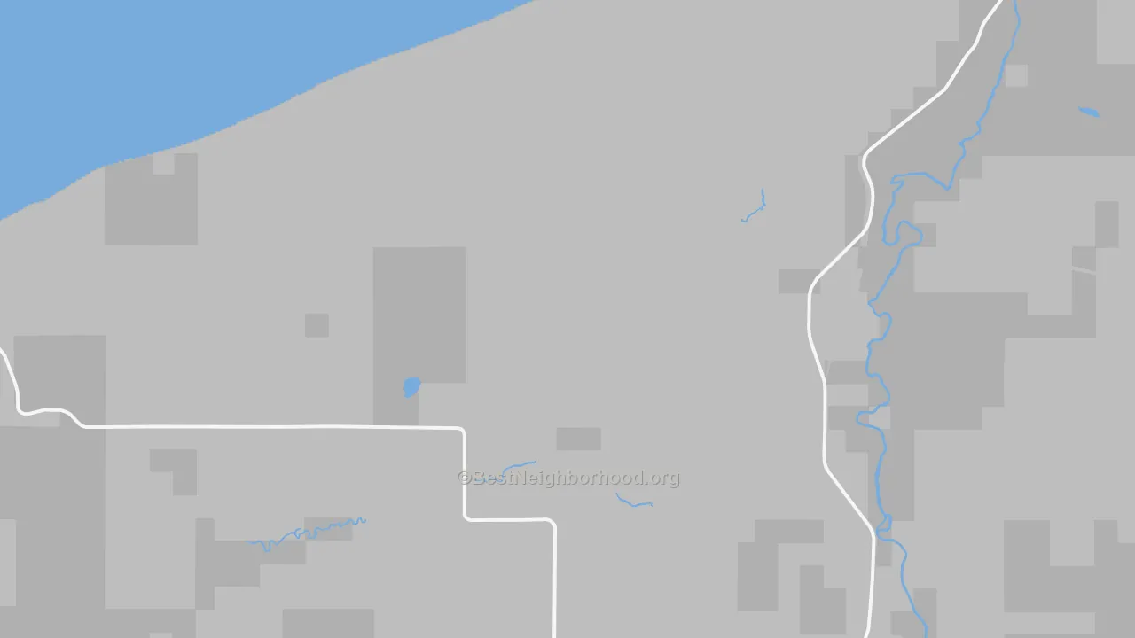 Walk Grade map of Auvinen Corner, MI, walkable areas in green and car-dependent areas in red