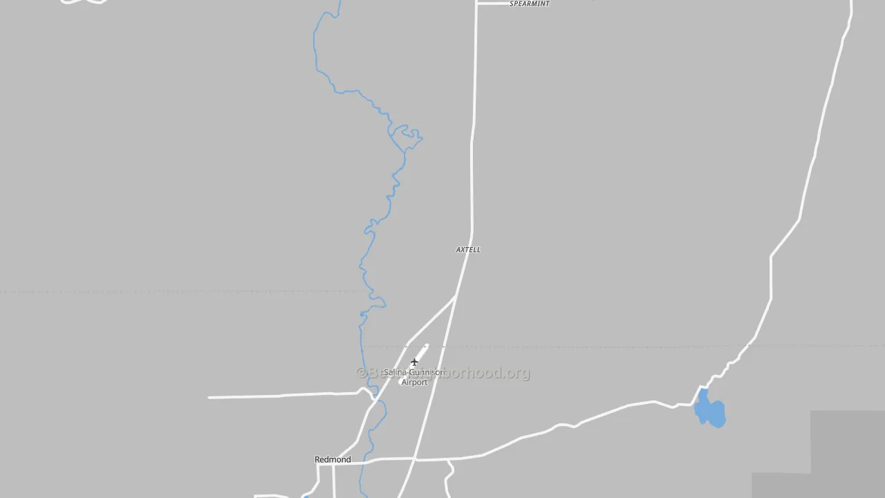 Walk Grade map of Axtell, UT, walkable areas in green and car-dependent areas in red