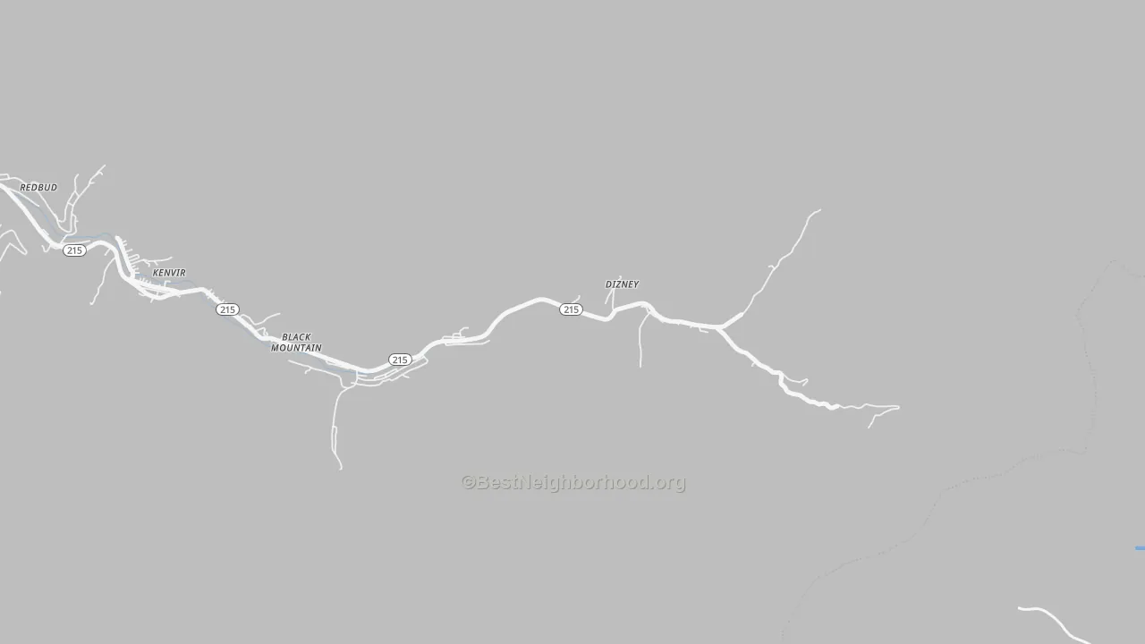 Walk Grade map of Bailey Creek, KY, walkable areas in green and car-dependent areas in red