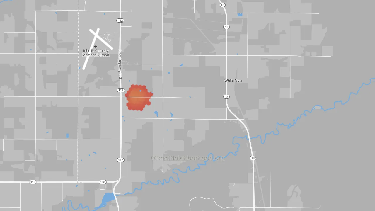 Walk Grade map of Barksdale, WI, walkable areas in green and car-dependent areas in red
