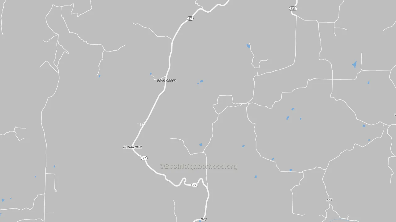Walk Grade map of Bear Creek, AR, walkable areas in green and car-dependent areas in red