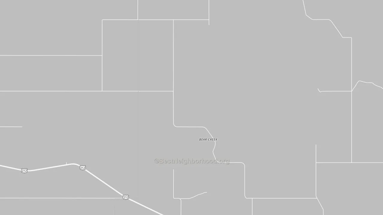 Walk Grade map of Bear Creek, SD, walkable areas in green and car-dependent areas in red
