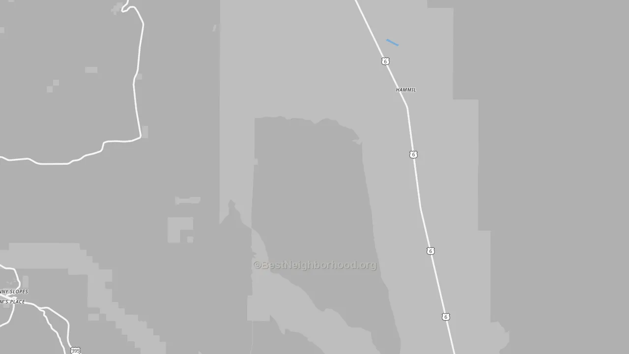 Walk Grade map of Benton, CA, walkable areas in green and car-dependent areas in red