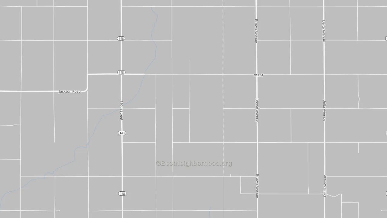 Walk Grade map of Berea, IA, walkable areas in green and car-dependent areas in red