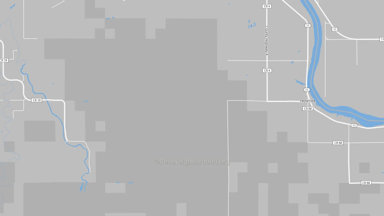 Walk Grade map of Border, MN, walkable areas in green and car-dependent areas in red