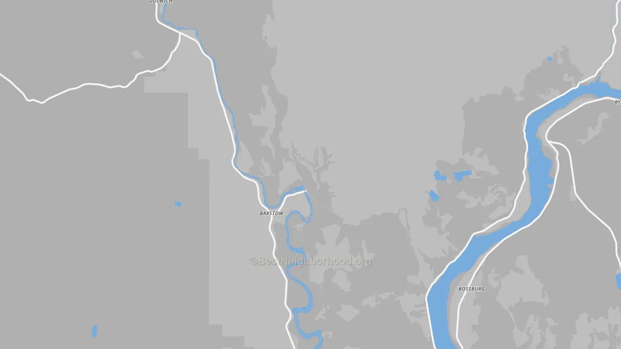 Walk Grade map of Boyds, WA, walkable areas in green and car-dependent areas in red