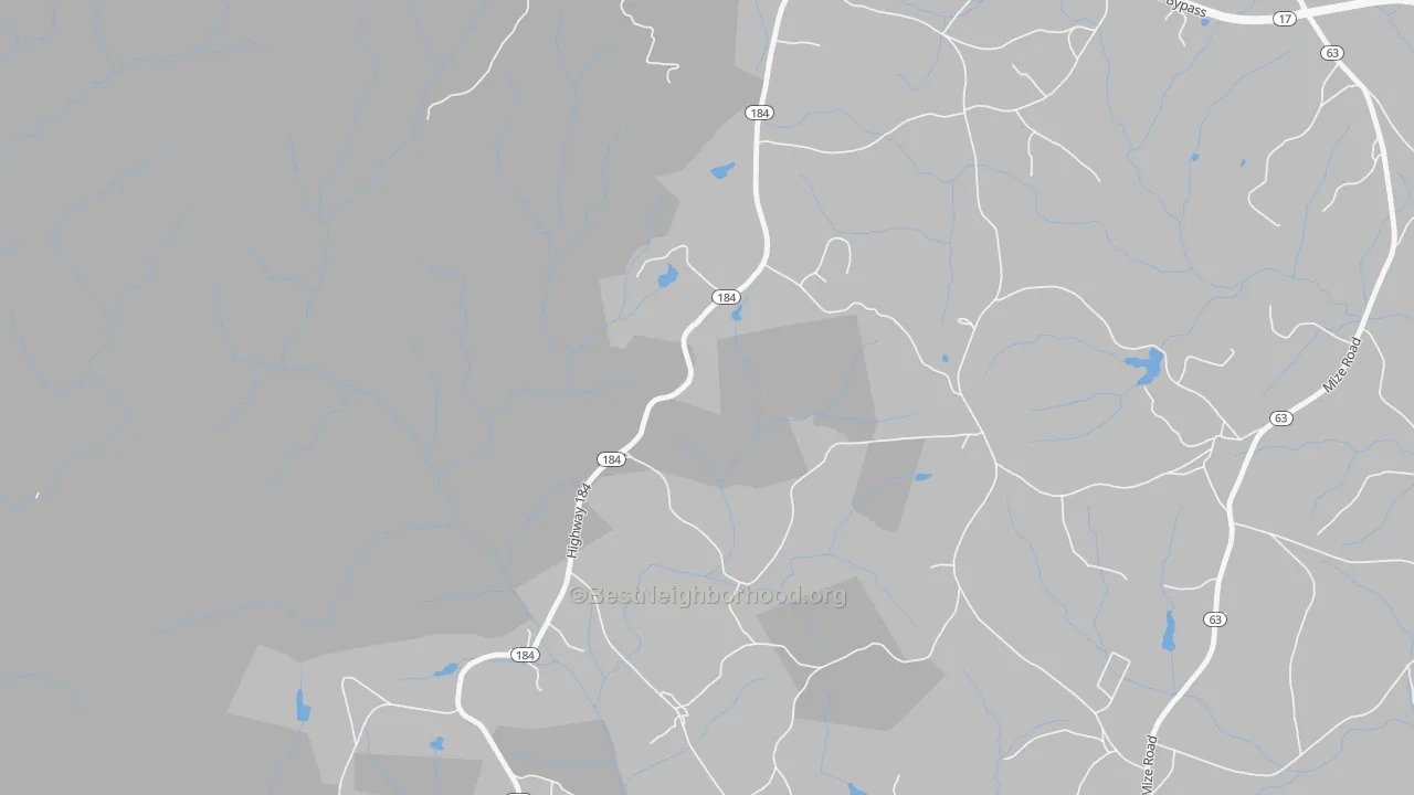 Walk Grade map of Boydville, GA, walkable areas in green and car-dependent areas in red
