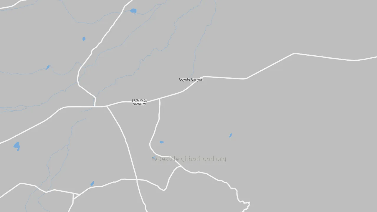 Walk Grade map of Brimhall, NM, walkable areas in green and car-dependent areas in red