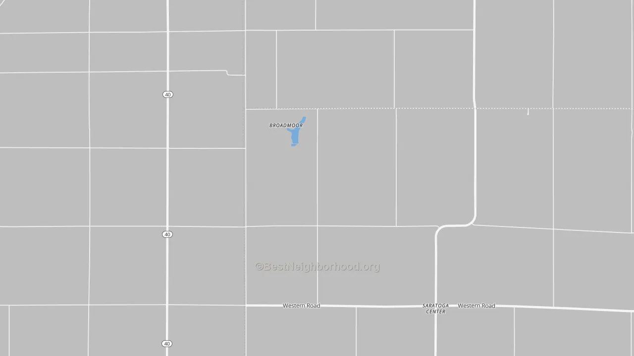 Walk Grade map of Broadmoor, IL, walkable areas in green and car-dependent areas in red